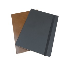 juyou paper Matte soft touch PU leather cover notebook 8 mm wide elastic band sewing hardcover A5 paper agenda black bookmark