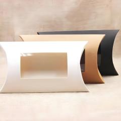 juyou paper kraft pillow shaped design gift box with transparency PVC window underwear packaging