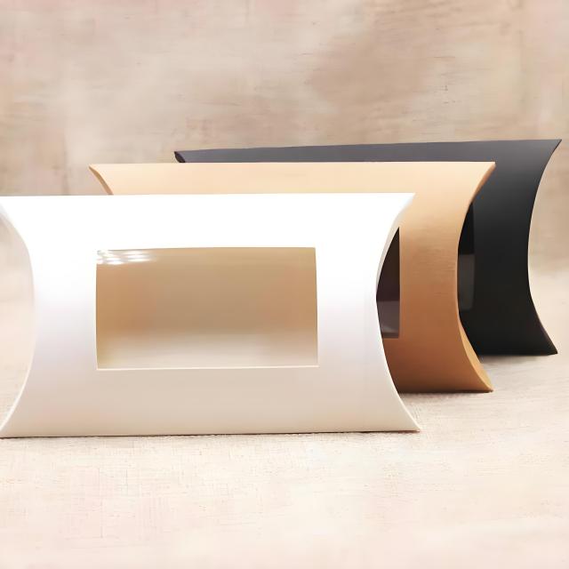 juyou paper kraft pillow shaped design gift box with transparency PVC window underwear packaging