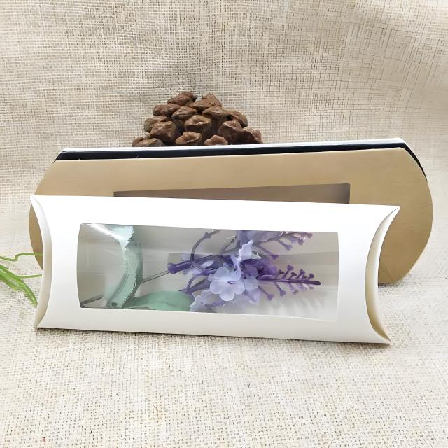 juyou paper kraft pillow shaped design gift box with transparency PVC window underwear packaging