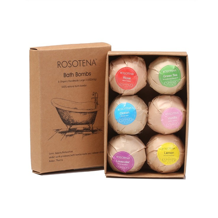 juyou paper Automatic machine produced paper box for bath ball fizzer packaging natural kraft cardboard paper folding box