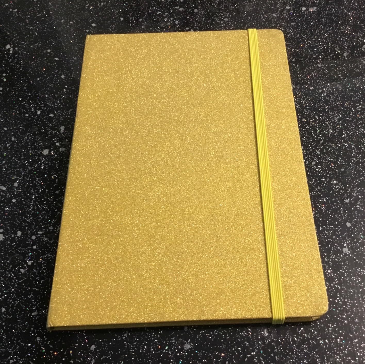 juyou paper Shiny golden glitter paper notebook closed with elastic bind