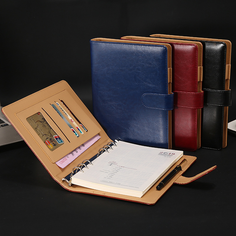 juyou paper 2025 Personalization agenda ,business PU leather cover Loose-leaf paper notebook with pen slot leather notebook with pen attached