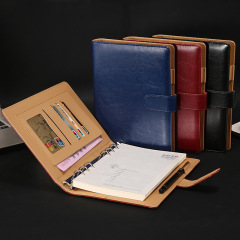 juyou paper 2025 Personalization agenda ,business PU leather cover Loose-leaf paper notebook with pen slot leather notebook with pen attached
