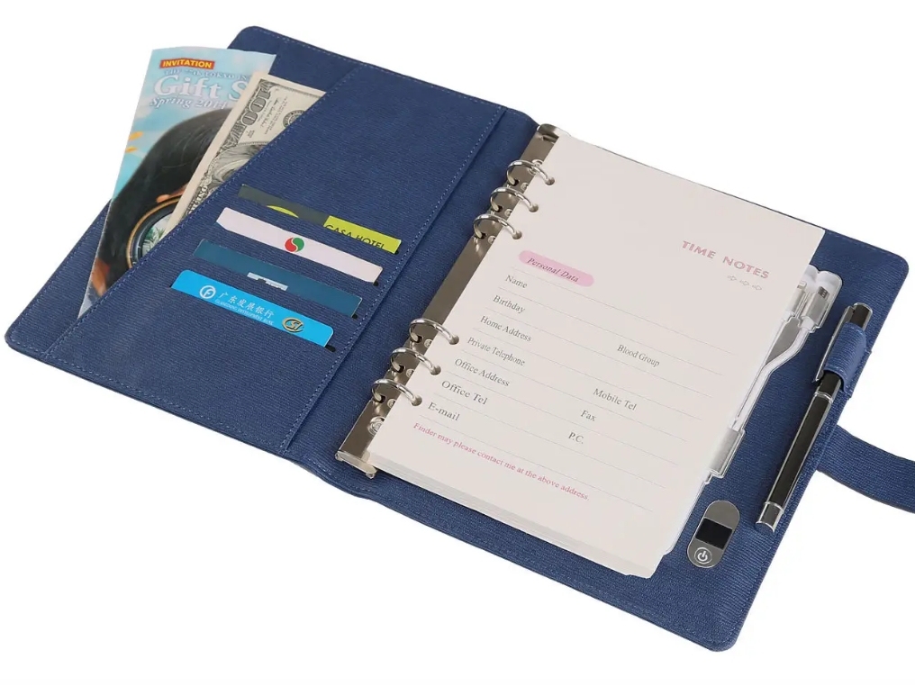 juyou paper 2025 Personalization agenda ,business PU leather cover Loose-leaf paper notebook with pen slot leather notebook with pen attached