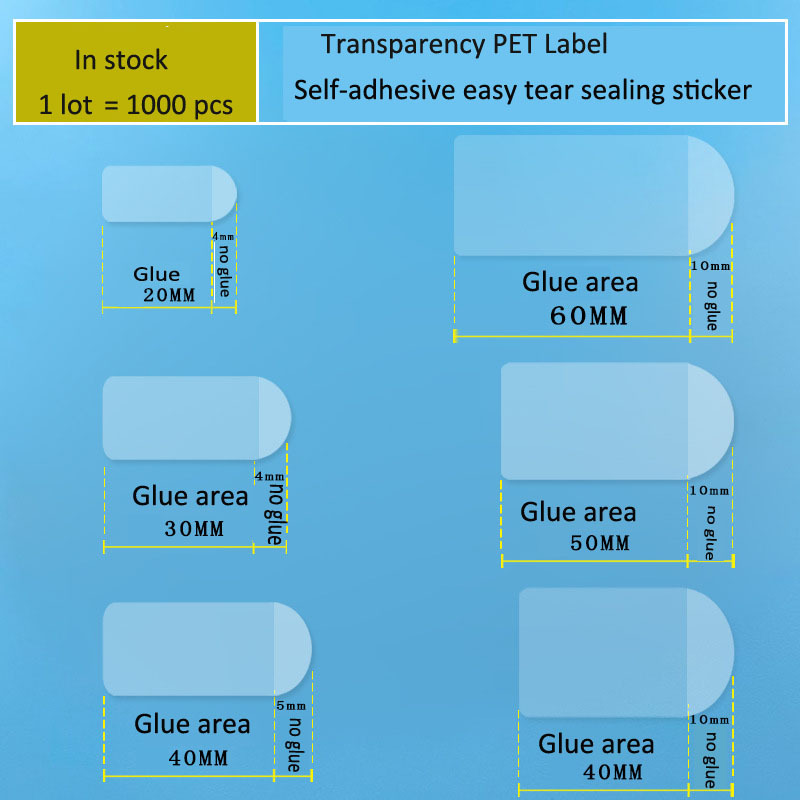 juyou paper Self-adhesive easy tear off transparent label sealing sticker the end without glue interval sticker