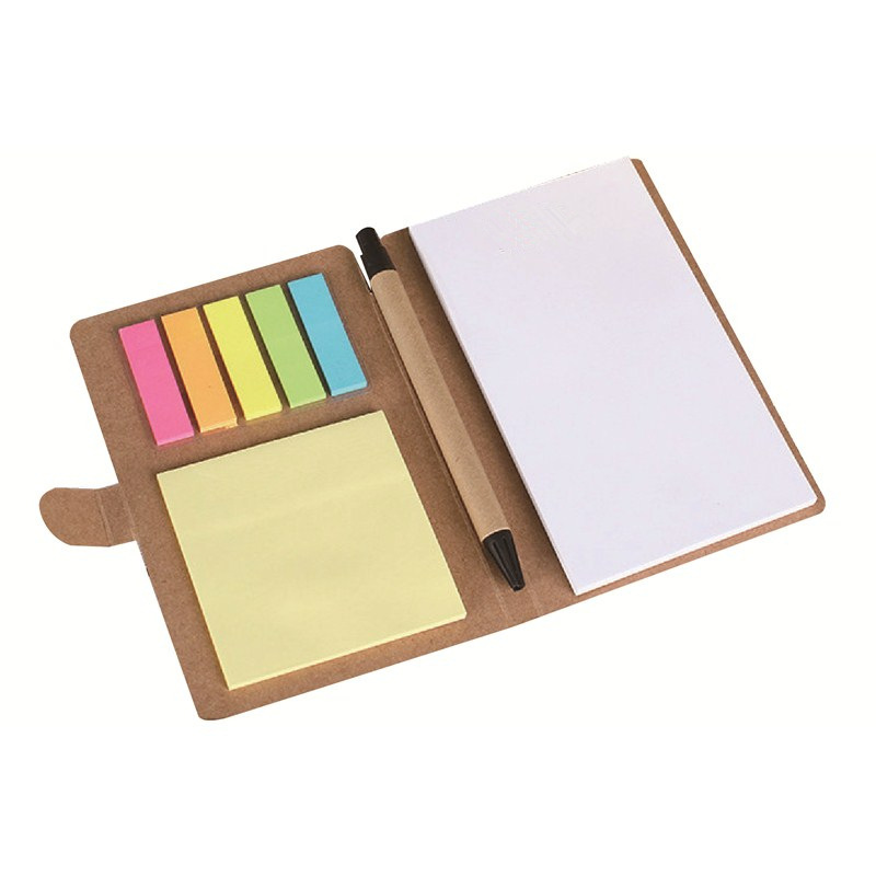 juyou paper Customized kraft paper sticky note book with pen, N times stickers, removable sticky note logo printing, creative sticky note customization