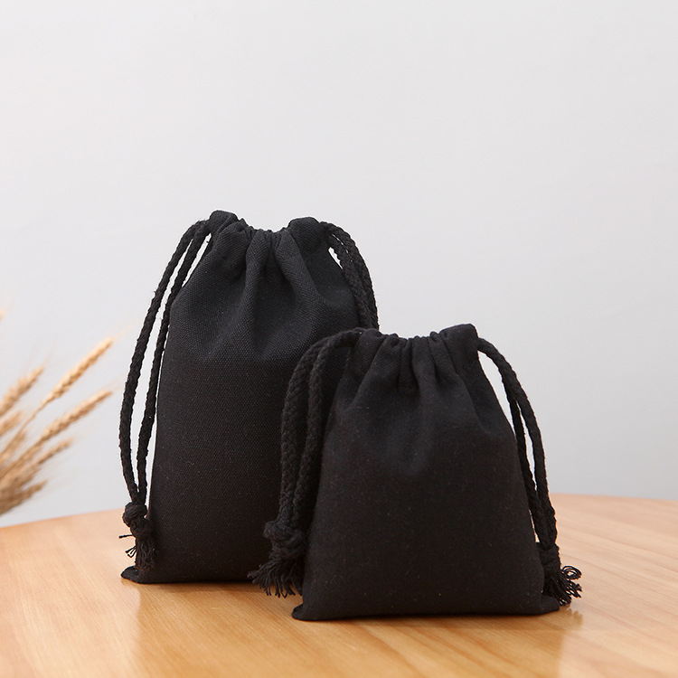 juyou paper Black Cotton Storage Bags with Drawstrings ,100% Cotton Drawstring Bags -