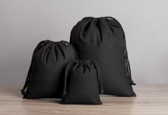 juyou paper Black Cotton Storage Bags with Drawstrings ,100% Cotton Drawstring Bags -