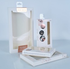 juyou paper Paper card box with hanger beauty sleep mask packaging customized Paper box clear PET window