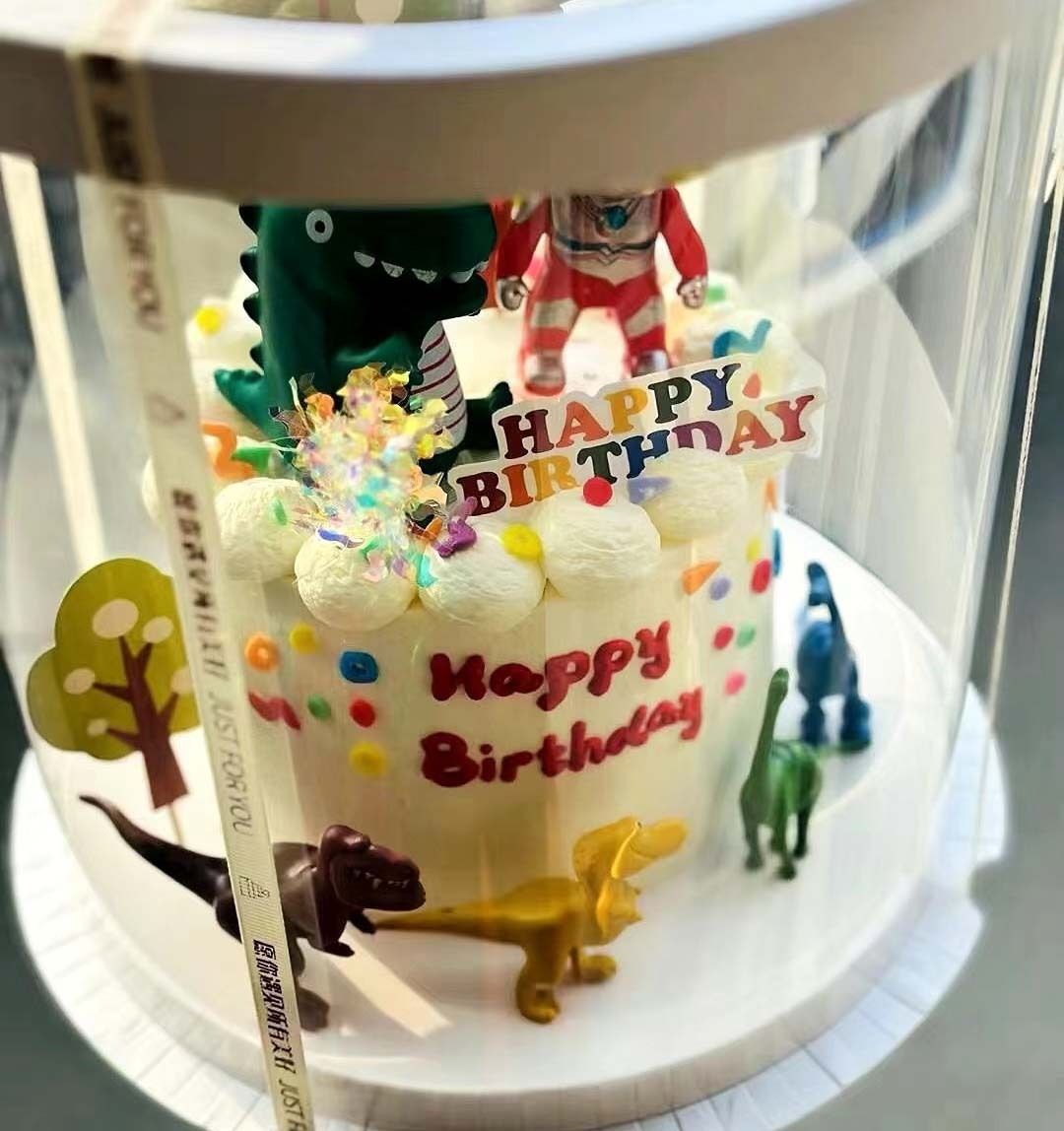 juyou paper Specialty paper round cake box birthday gift package round tube paper box with clear PET window cake packaging flower boxes silk ribbon close