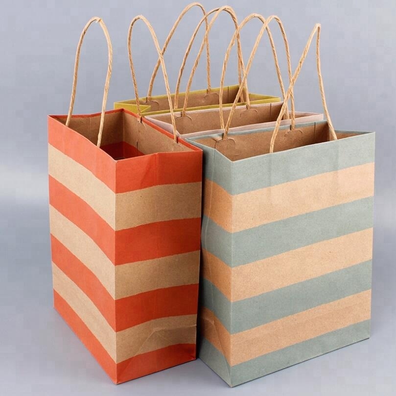 juyou paper Dots printed kraft bag gift bag twisted paper handle bag eco-friendly