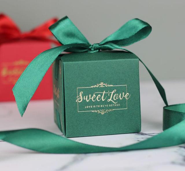 juyou paper Specialty wedding gift package box best wishes gold stamping paper box sweet candy packaging box