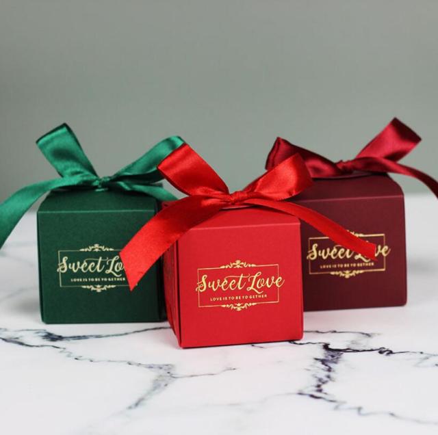 juyou paper Specialty wedding gift package box best wishes gold stamping paper box sweet candy packaging box