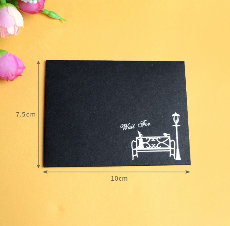 juyou paper Customized silver stamping black invitation envelope