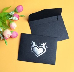 juyou paper Customized silver stamping black invitation envelope