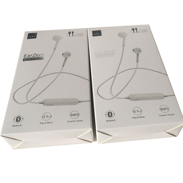 juyou paper Silver stamping sports earbuds packaging boxes 400gsm matt cardboard paper box