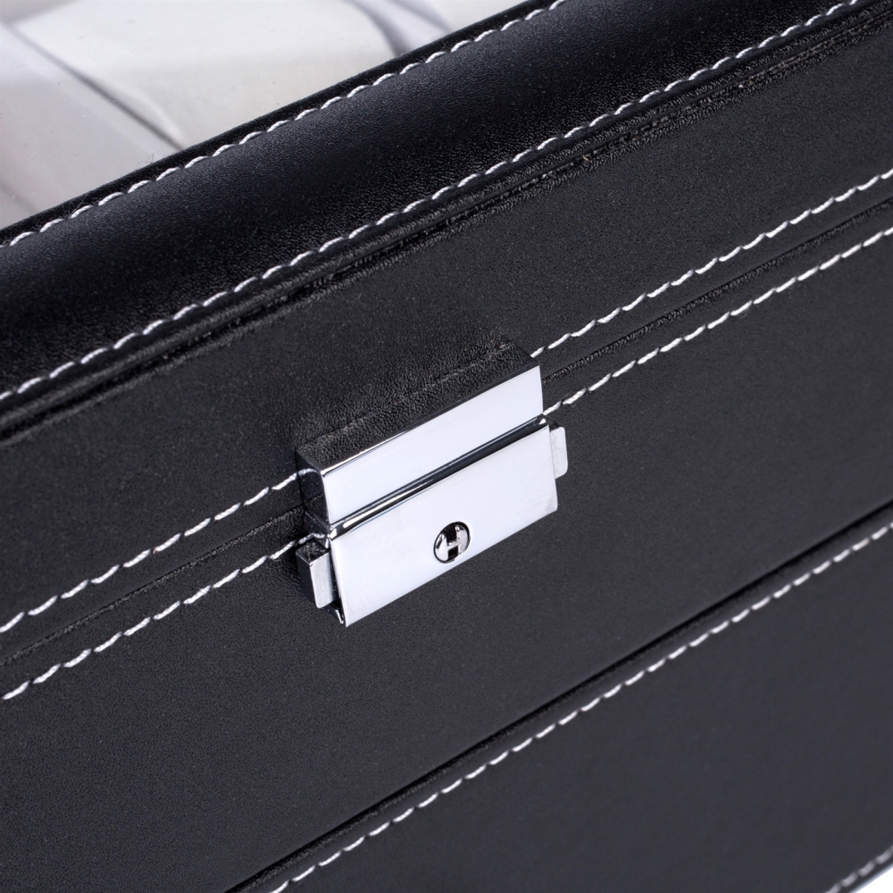 20 Compartments Dual Layers Elegant Wooden Watch Collection Box Black