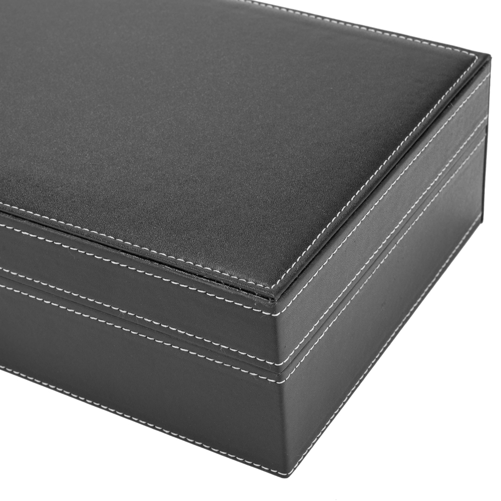 Jewelry Box 8 Slots Watch Organizer Storage Case with Lock and Mirror for Men Women Black