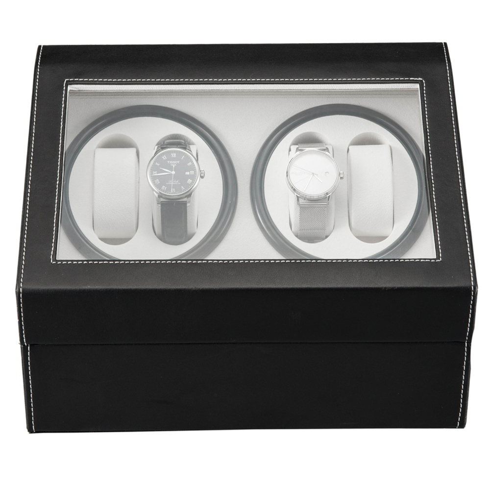 Black Leather Watch Winder Storage Auto Display Case Box 4 6 Automatic Rotation