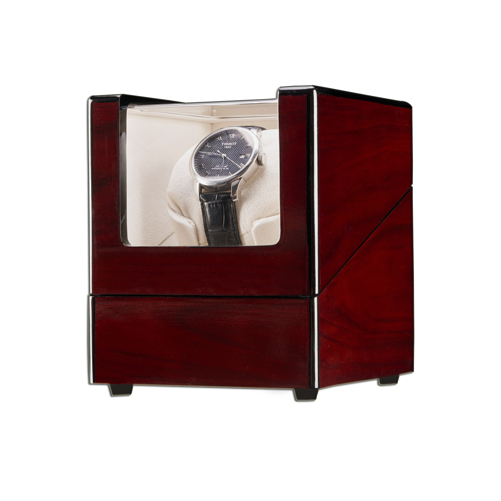 Single Watch Winder Automatic Rotation Wood Display Case Storage Organizer