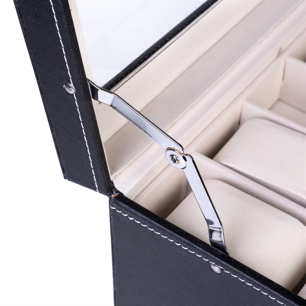 20 Compartments Dual Layers Elegant Wooden Watch Collection Box Black