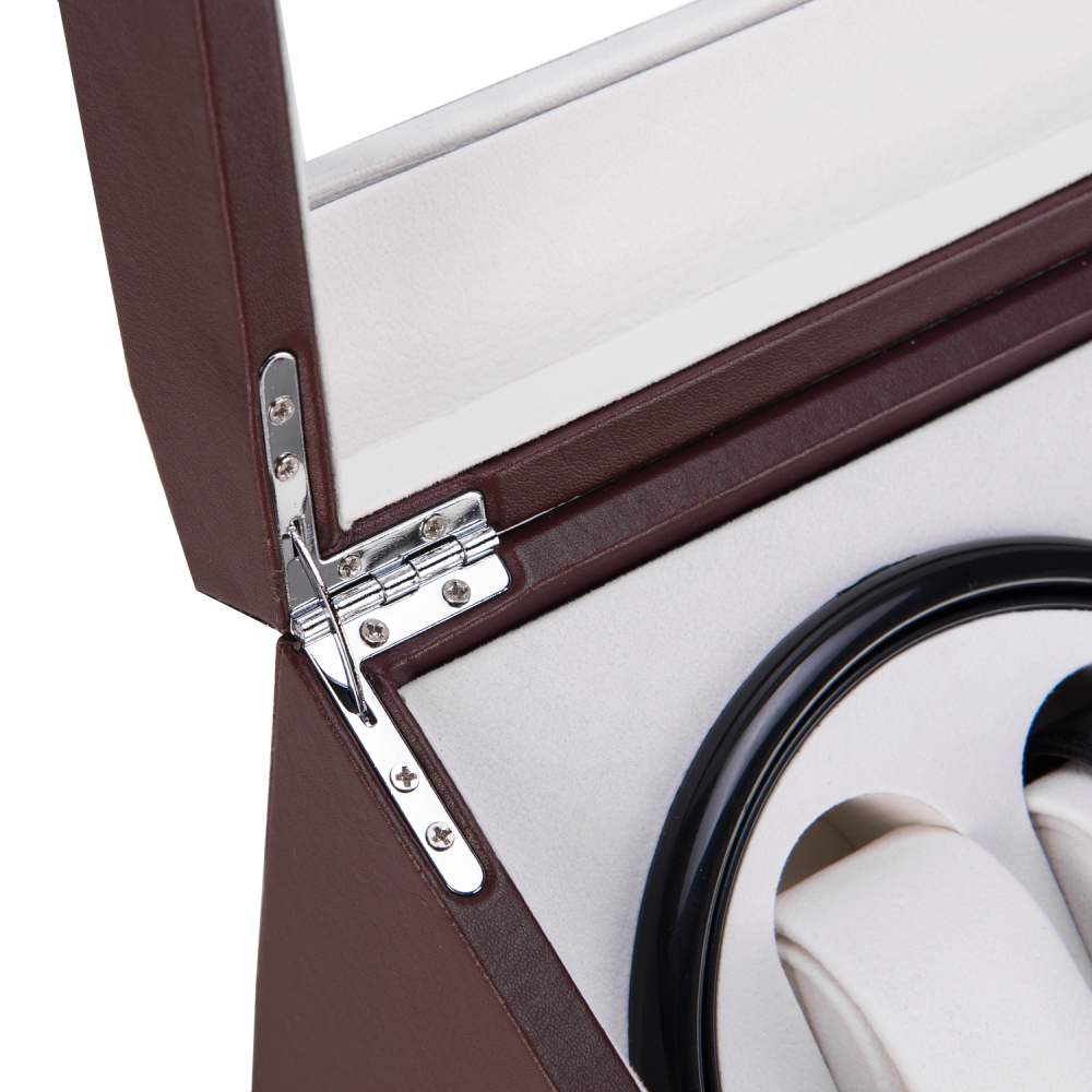 Brown Leather Watch Winder Storage Auto Display Case Box 4 6 Automatic Rotation