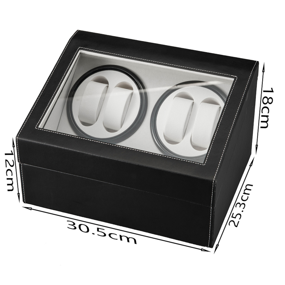 Black Leather Watch Winder Storage Auto Display Case Box 4 6 Automatic Rotation