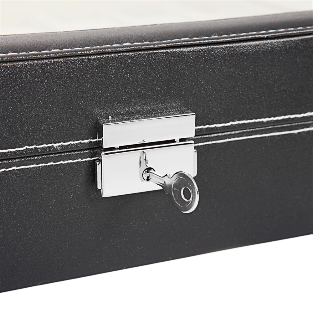 24 Compartments Top-level Opening Style Leather Watch Collection Box Black