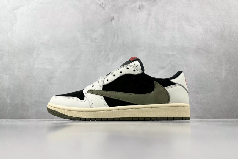 最頂級版本 Travis Scott x Jordan Air Jordan 1 Low "Medium Olive" 联名款黑绿橄榄 倒钩5.0
