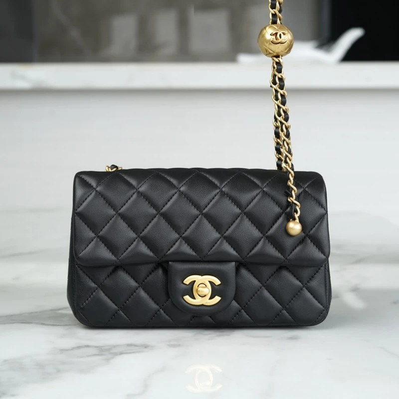 香奈兒CHANEL 高仿包包 23C金屬球 Mini正品黑色皮