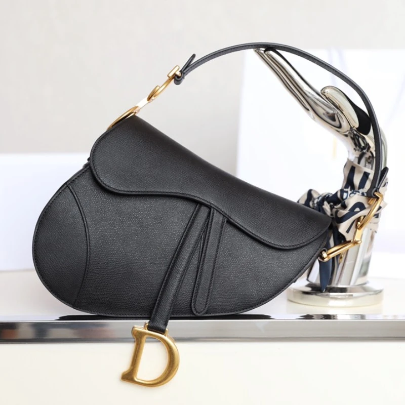 迪奧 DIOR  SADDLE 馬鞍包 黑色 中號 女士包包