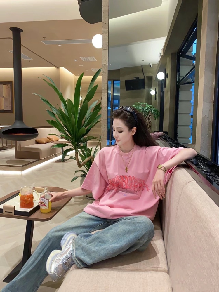 香港高仿衣服 BALENCIAGA 巴黎世家 粉色短袖 奢侈品