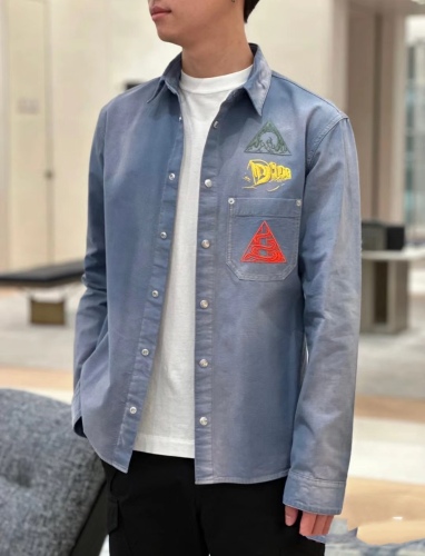 香港高仿衣服 DIOR 淡藍色沙漠宇宙牛仔襯衫