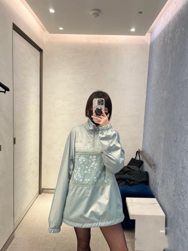 香港高仿衣服 DIOR 迪奧 半拉鏈湖水藍網眼厚夾外套