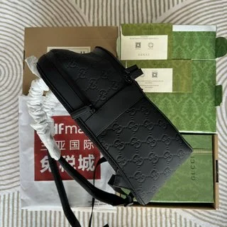 黑色GG橡膠效果皮革，棉麻混紡內襯
