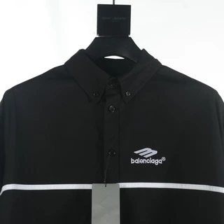 Balenciaga 2024春夏刺繡拼接長袖襯衣 - 精選定制精梳棉