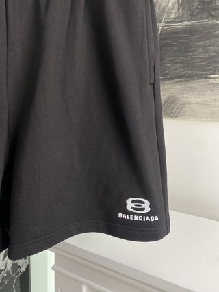 BLCG巴黎世家徽标刺绣短裤 | 高克重舒适面料 | 男女同款