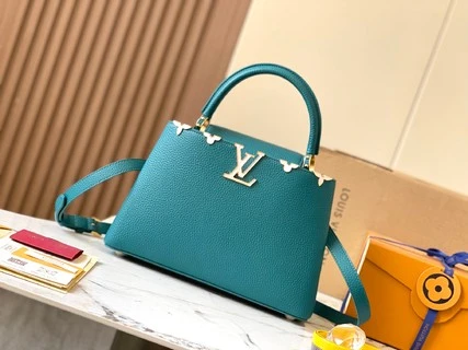 LV湖藍色貝殼五金Capucines小號手袋 | 經典Monogram花卉裝飾