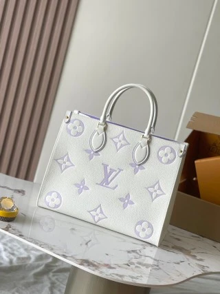 復刻 LV ONTHEGO 中號手袋｜白紫色高仿奢侈品包包