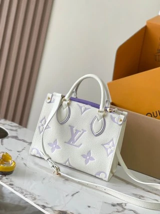 復刻 LV ONTHEGO 小號手袋｜奶白紫高仿奢侈品包包