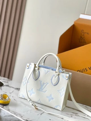 高仿奢侈品包包｜復刻 LV ONTHEGO 小號手袋 冰白藍款
