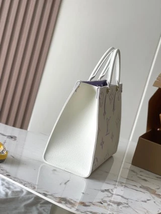 復刻 LV ONTHEGO 中號手袋｜白紫色高仿奢侈品包包