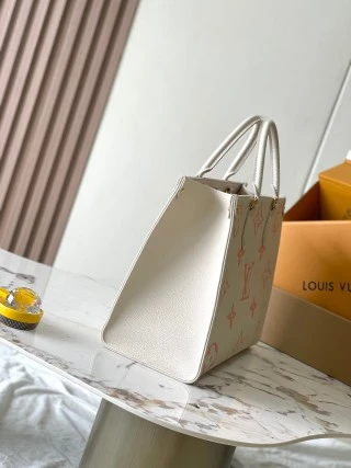 復刻 LV ONTHEGO 中號手袋｜白粉色高仿奢侈品包包