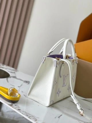 復刻 LV ONTHEGO 小號手袋｜奶白紫高仿奢侈品包包