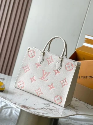 復刻 LV ONTHEGO 中號手袋｜白粉色高仿奢侈品包包