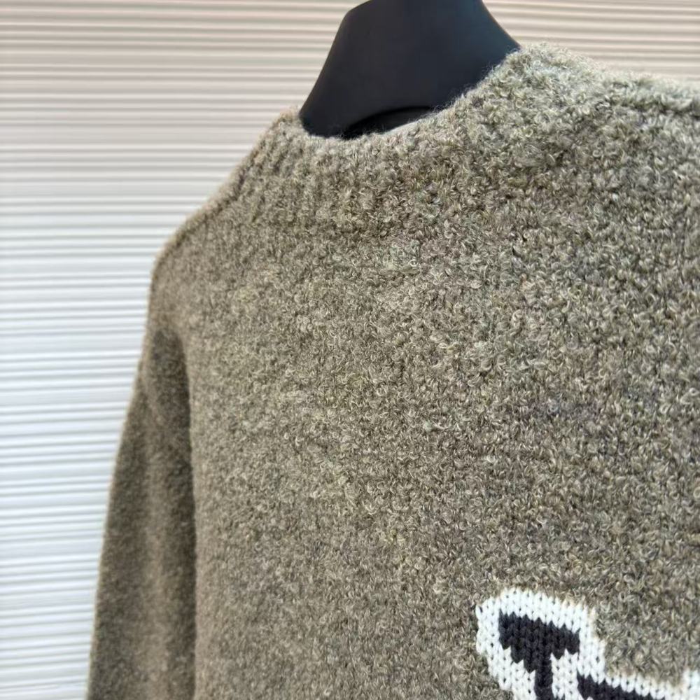 香港高仿衣服 Louis Vuitton FW23 字母印花圓領長袖毛衣 男款 淺棕色