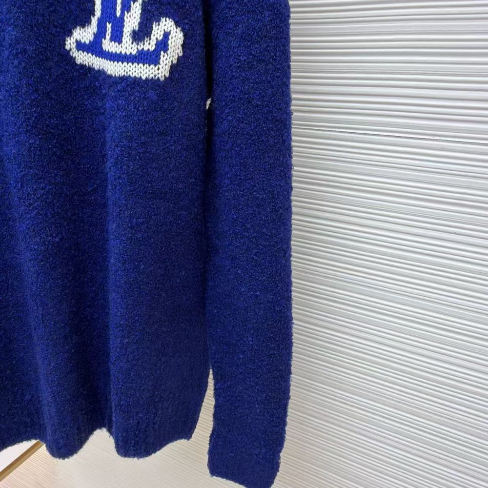 香港高仿衣服 Louis Vuitton 經典嵌花圓領羊毛衫毛衣 男款 藍色