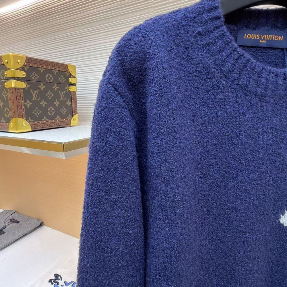 香港高仿衣服 Louis Vuitton 雙面嵌花圓領毛衣 男女同款