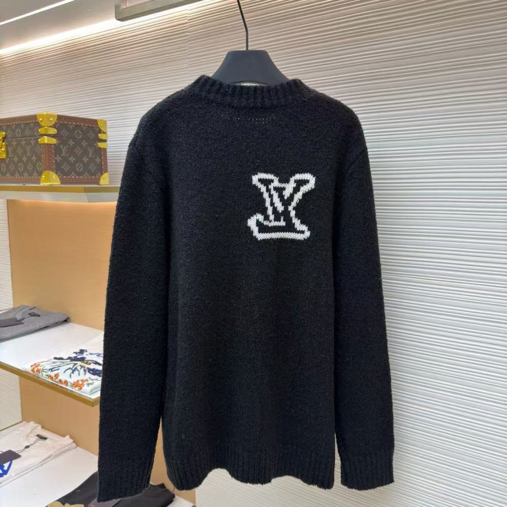 香港高仿衣服 Louis Vuitton 綿羊毛混紡圓領衫 男款 黑色